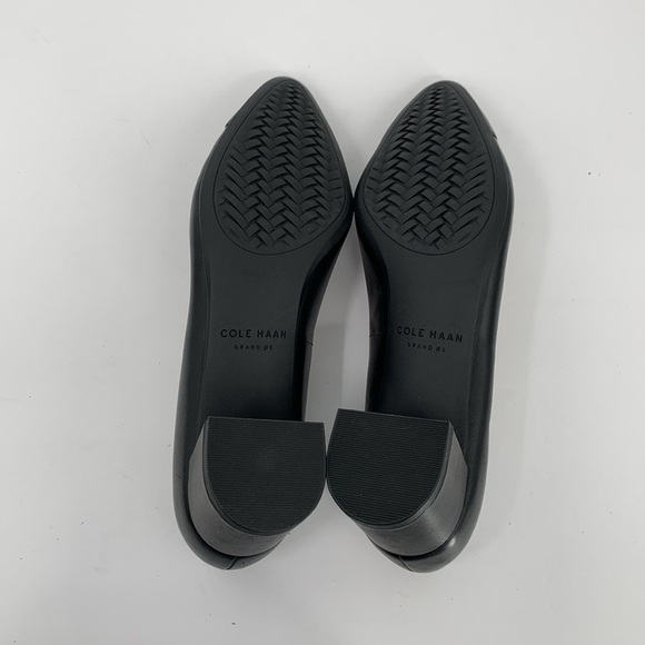 Cole Haan Go-To block heel pump black leather chunky pointed toe spectator new 6 - Picture 6 of 6